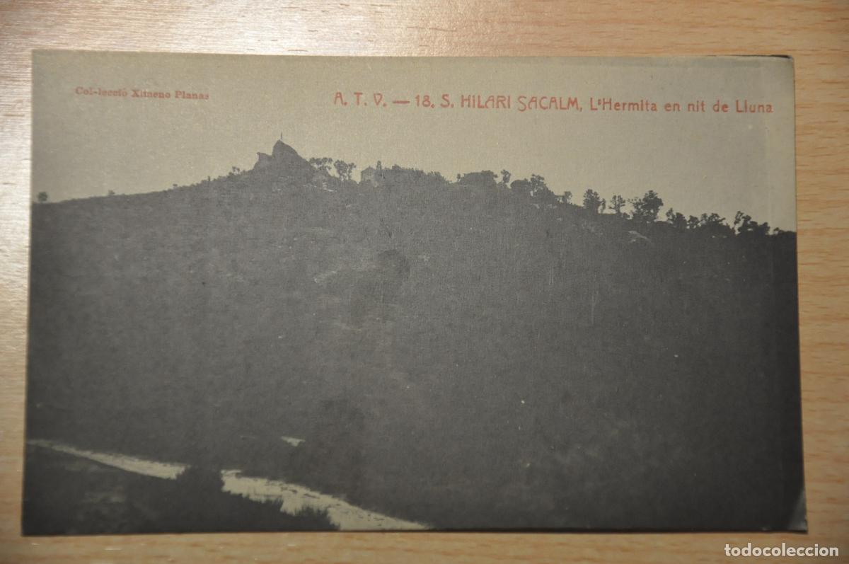 Postales: postal s.hilari sacalm, l&acute;ermita en nit de lluna, atv 18 (col.leccio ximeno planas)
