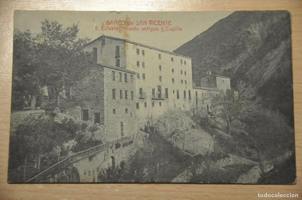 Postales: postal ba&ntilde;os de san vicente 5, establecimiento antiguo y capilla