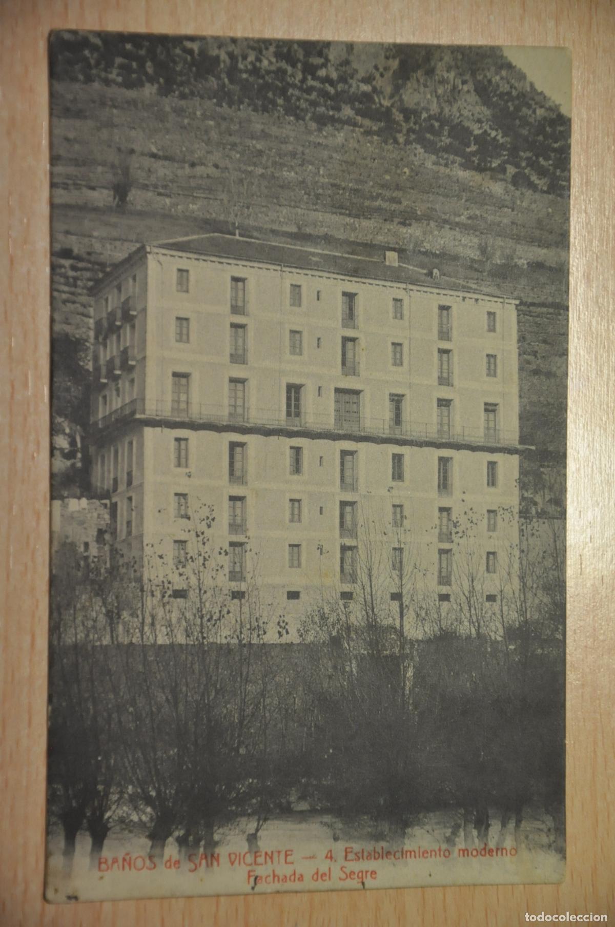 Postales: postal ba&ntilde;os de san vicente 4, establecimiento moderno, fachada del segre