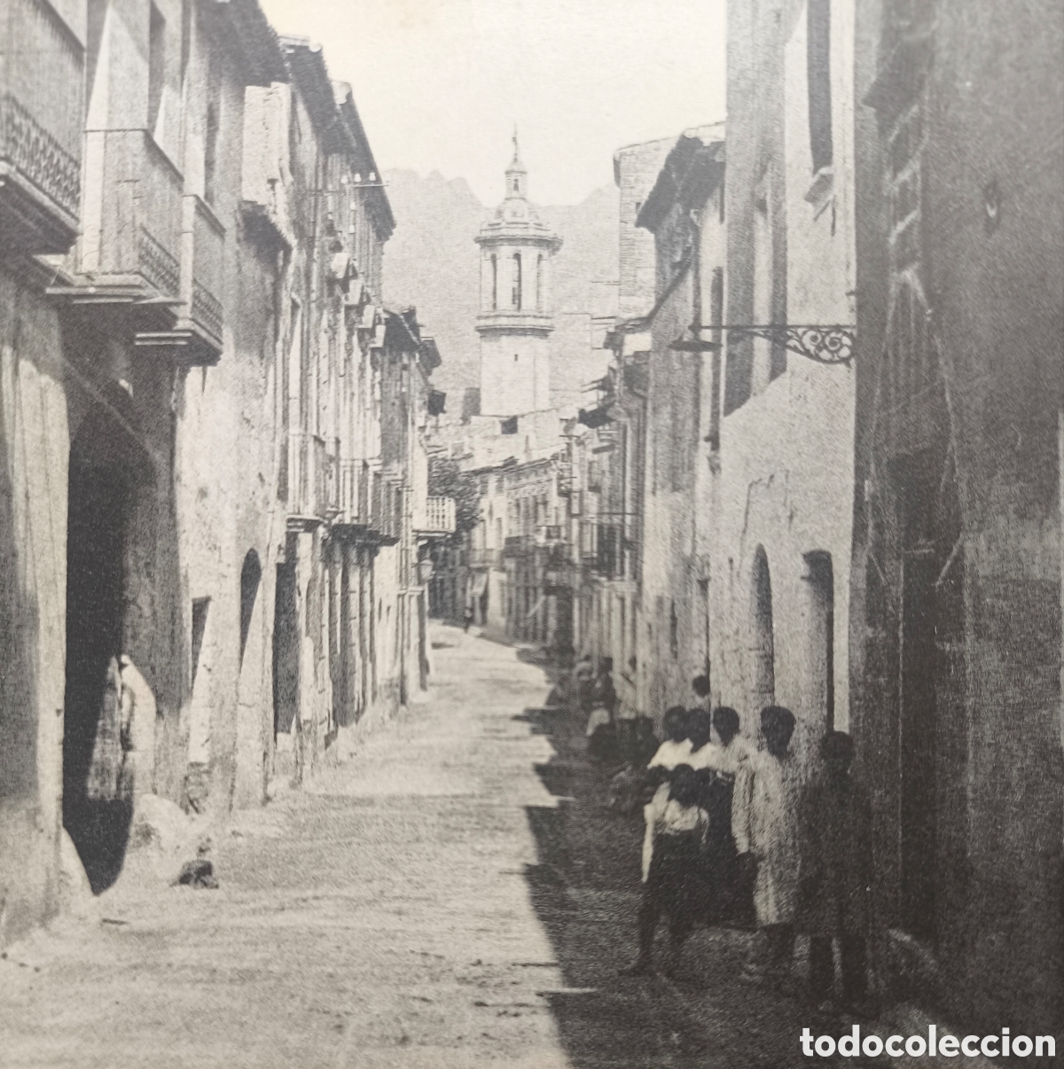 Postales: ESPARRAGUERA CARRER LLOREN&Ccedil; MIR&Oacute; POSTAL ANIMADA FOTOTIPIA C. 1915