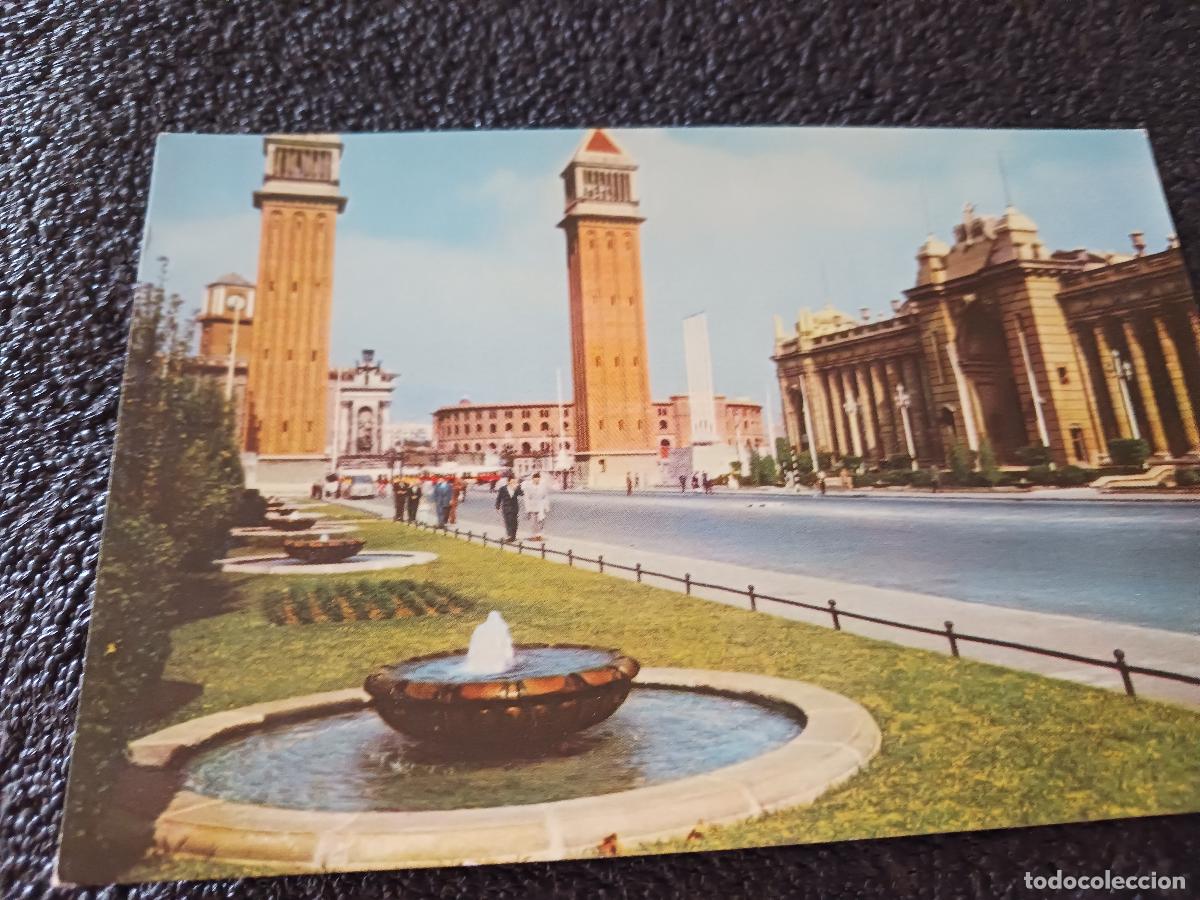 Postales: 14 barcelona, avenida reina maria cristina y plaza de espa&ntilde;a, ed. campa&ntilde;a