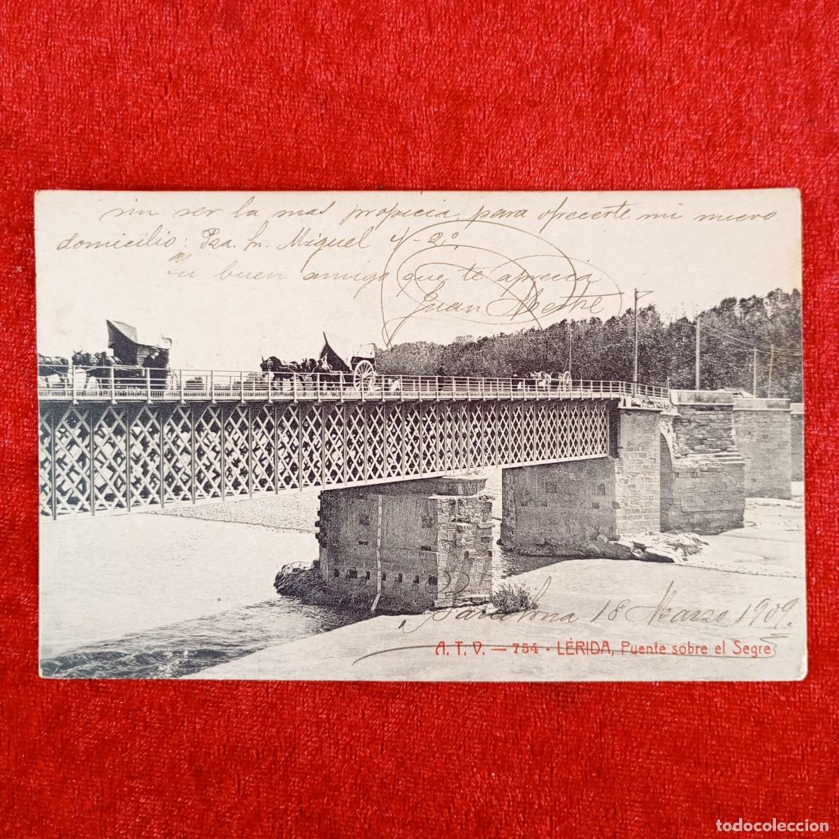Postales: POSTAL - L&Eacute;RODA - PUENTE SOBRE EL SEGRE - A.T.V. - 754 - RAR&Iacute;SIMA / 859