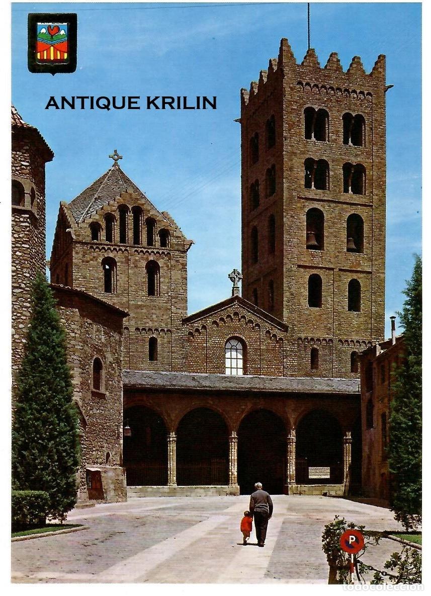 Postales: RIPOLL N&ordm; 10 FACHADA PRINCIPAL DEL MONESTIR / ESCUDO DE ORO / SIN FRANQUEAR
