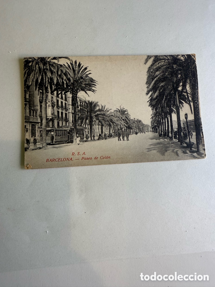 Postales: Tarjeta postal Barcelona Paseo de Col&oacute;n Blanco y negro