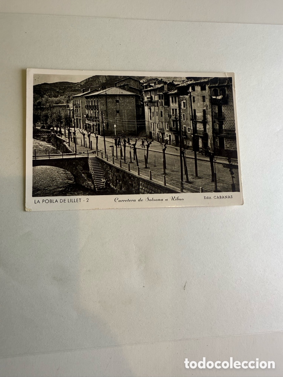 Postales: La Pobla de Lillet (Barcelona) Carretera de Solsona a Ribas c. 1950 Blanco y negro