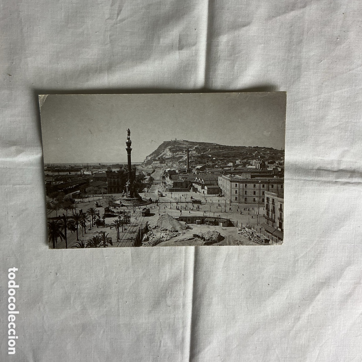 Postales: Postal Barcelona &ndash; Monumento a Col&oacute;n &ndash; Blanco y negro &ndash; Original de la &eacute;poca