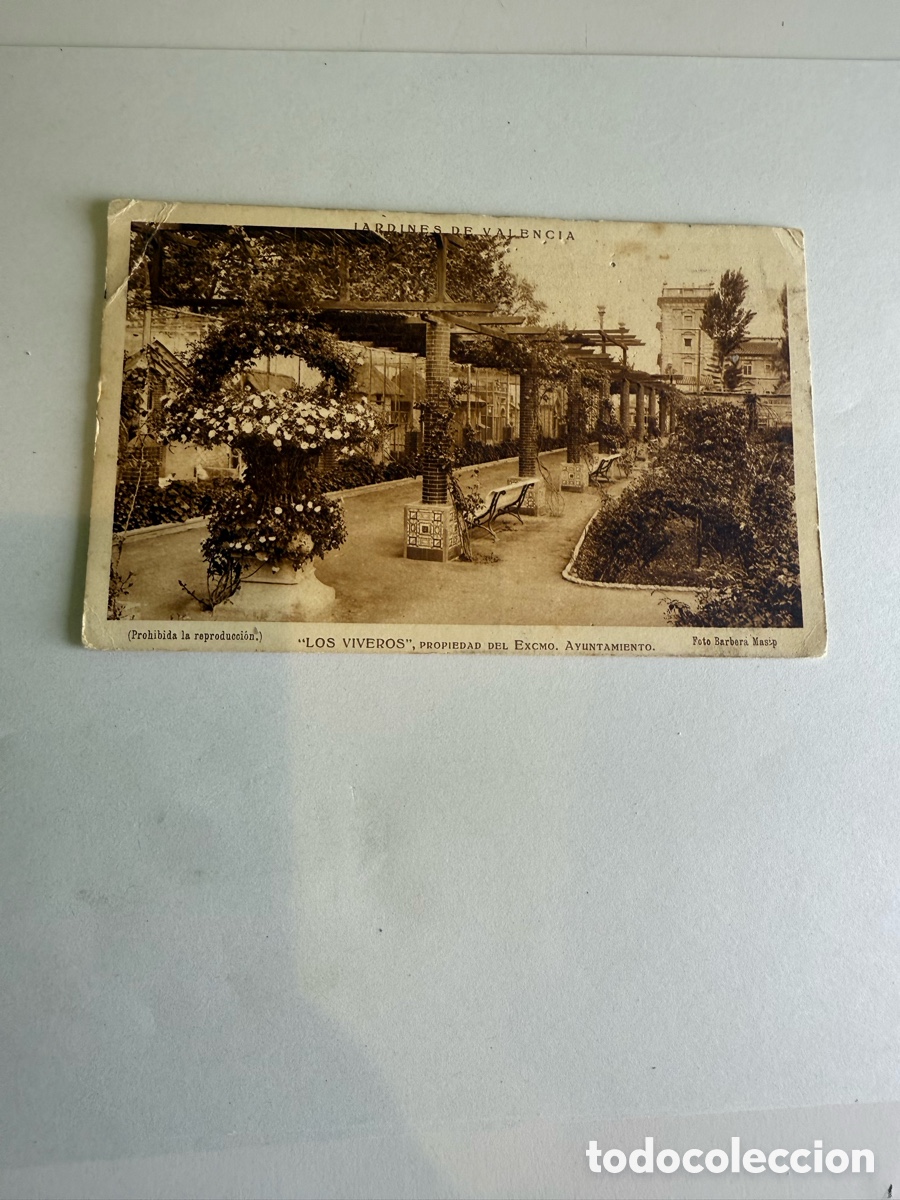 Postales: Postal Valencia Jardines Los Viveros 1938 Blanco y negro Original de la &eacute;poca Guerra Civil