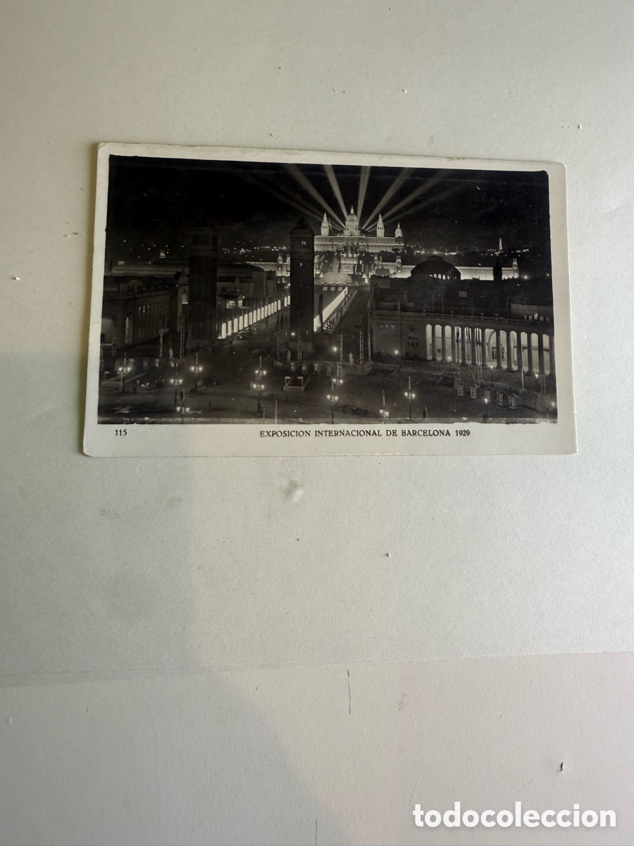 Postales: Postal Barcelona &ndash; Exposici&oacute;n Internacional 1929 &ndash; Entrada nocturna &ndash; Blanco y negro