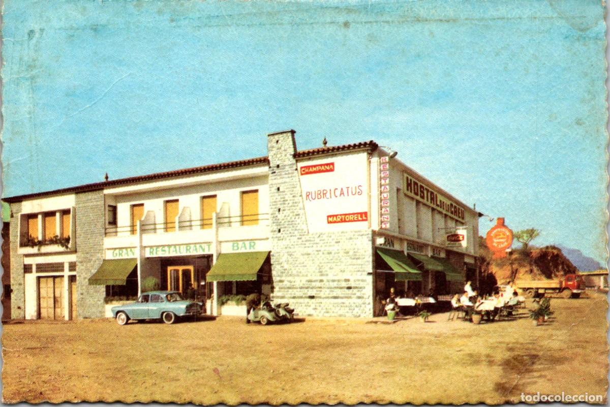 Postales: Martorell - Hostal de La Creu - F. Valman D-690 - 150x99mm - Champa&ntilde;a Rubricatus - Vespa con Sidecar
