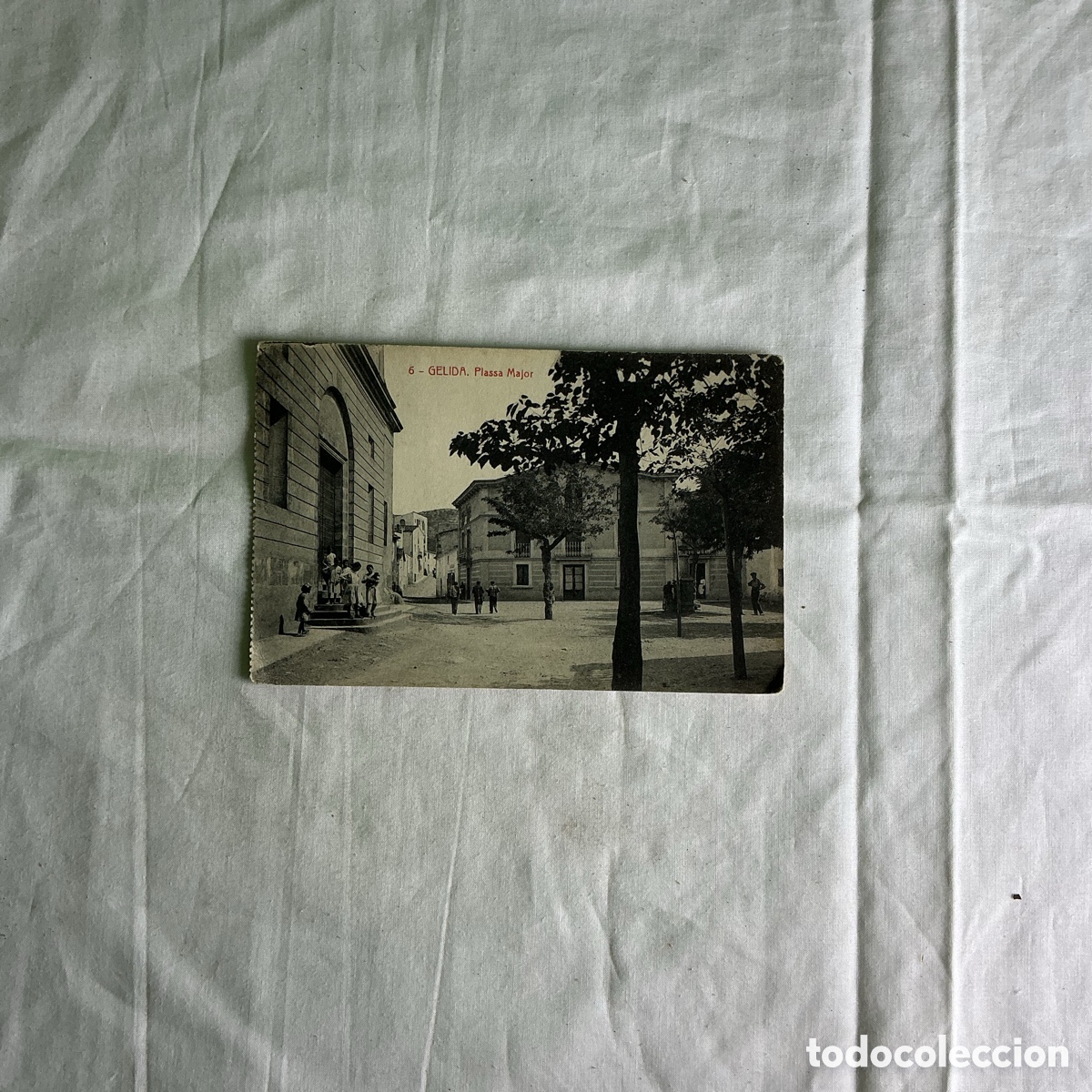 Postales: Postal Gelida Plaza Mayor Blanco y negro Original de la &eacute;poca 1917