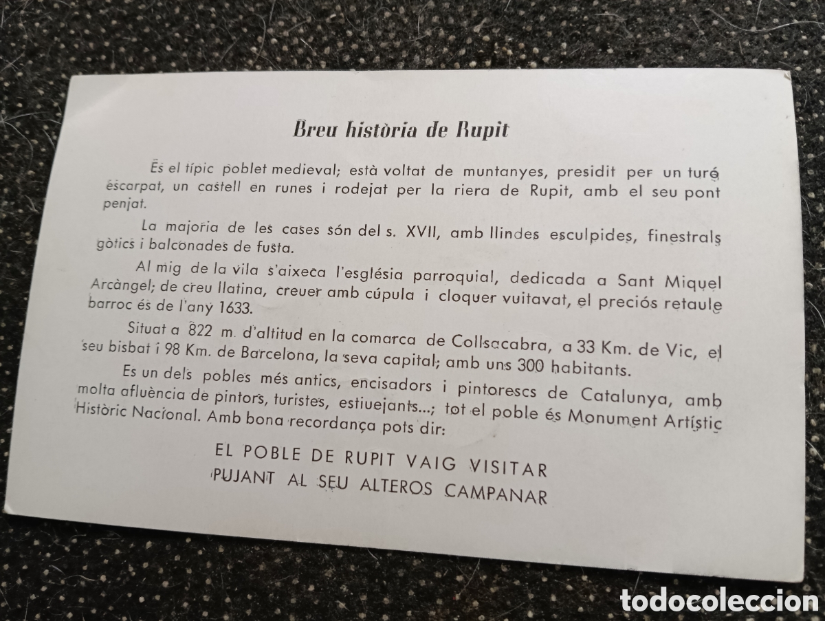 Postales: Postal escrita de Rupit con explicaci&oacute;n del pueblo - Foto 2