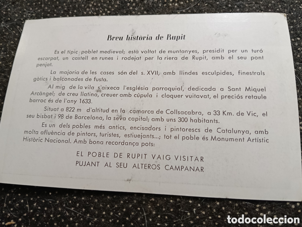Postales: Postal escrita de Rupit con explicaci&oacute;n del pueblo - Foto 2