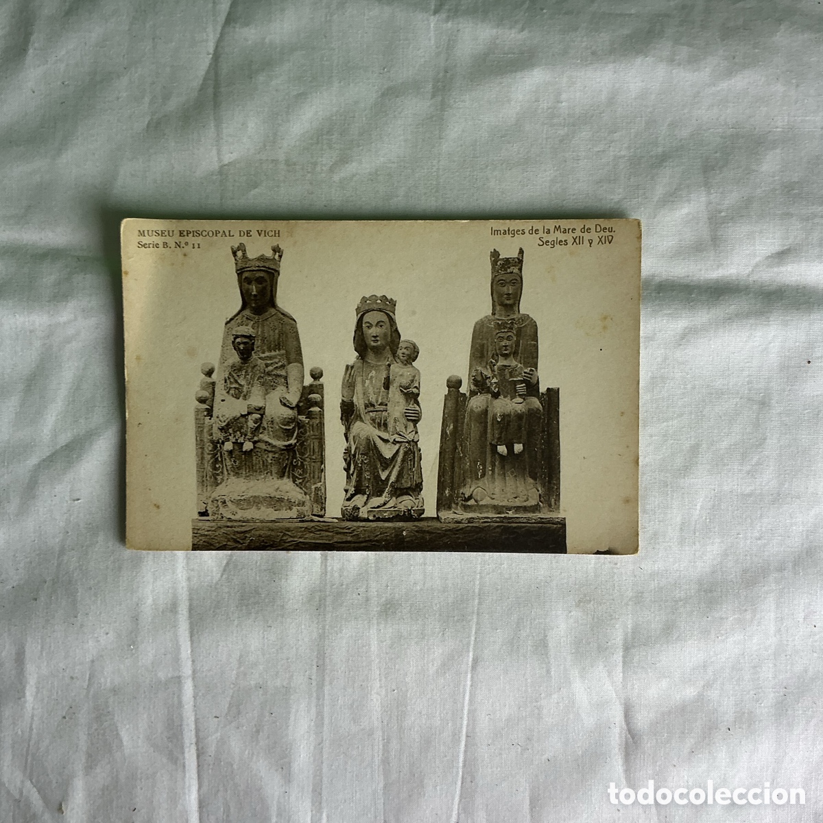 Postales: Postal Vic Museo Episcopal Im&aacute;genes de la Virgen Blanco y negro Original de la &eacute;poca