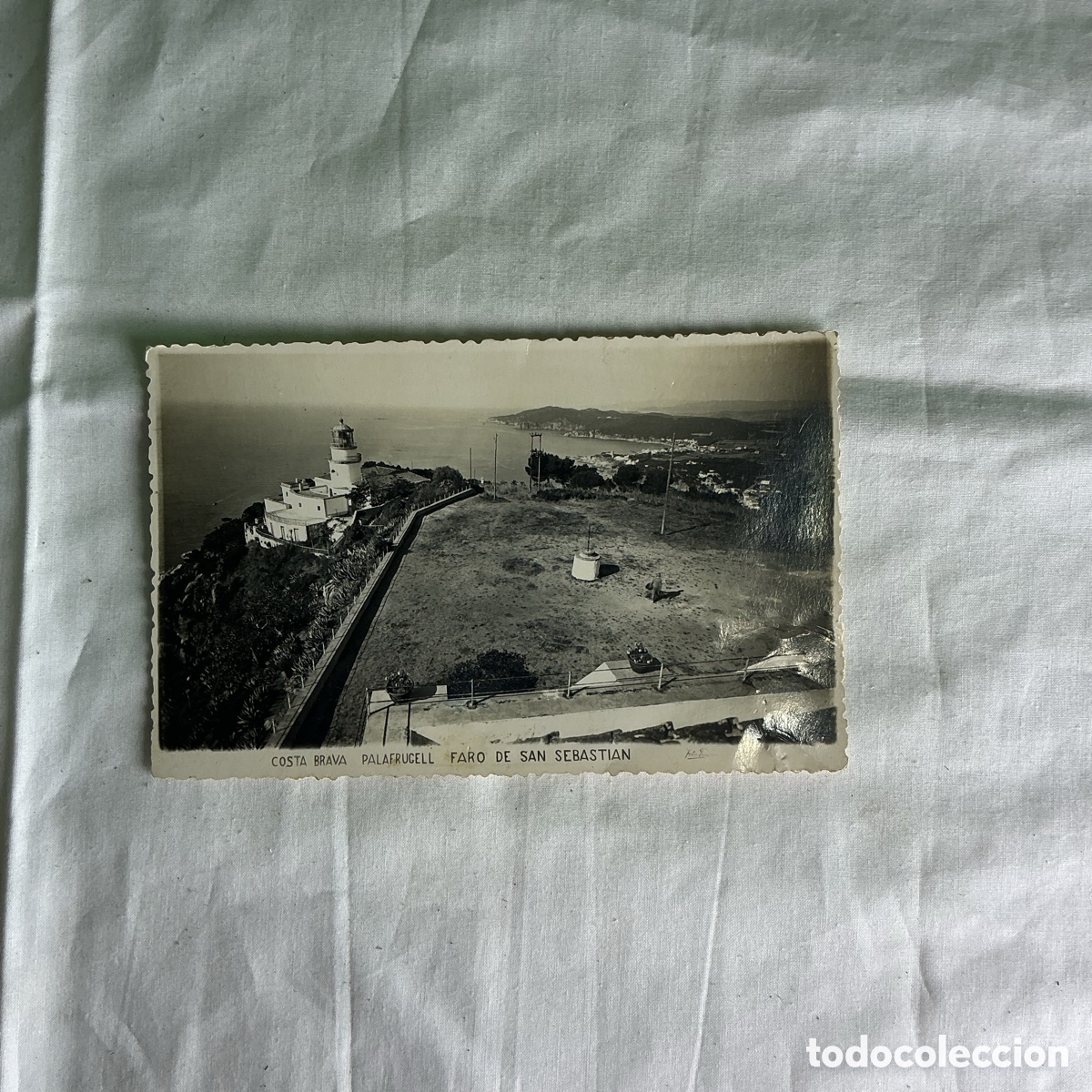 Postales: Postal Palafrugell Faro de San Sebasti&aacute;n Blanco y negro Original de la &eacute;poca
