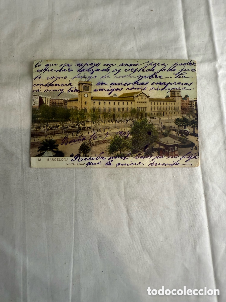 Postales: Postal Barcelona Universidad Color Original de la &eacute;poca 1908 circulada