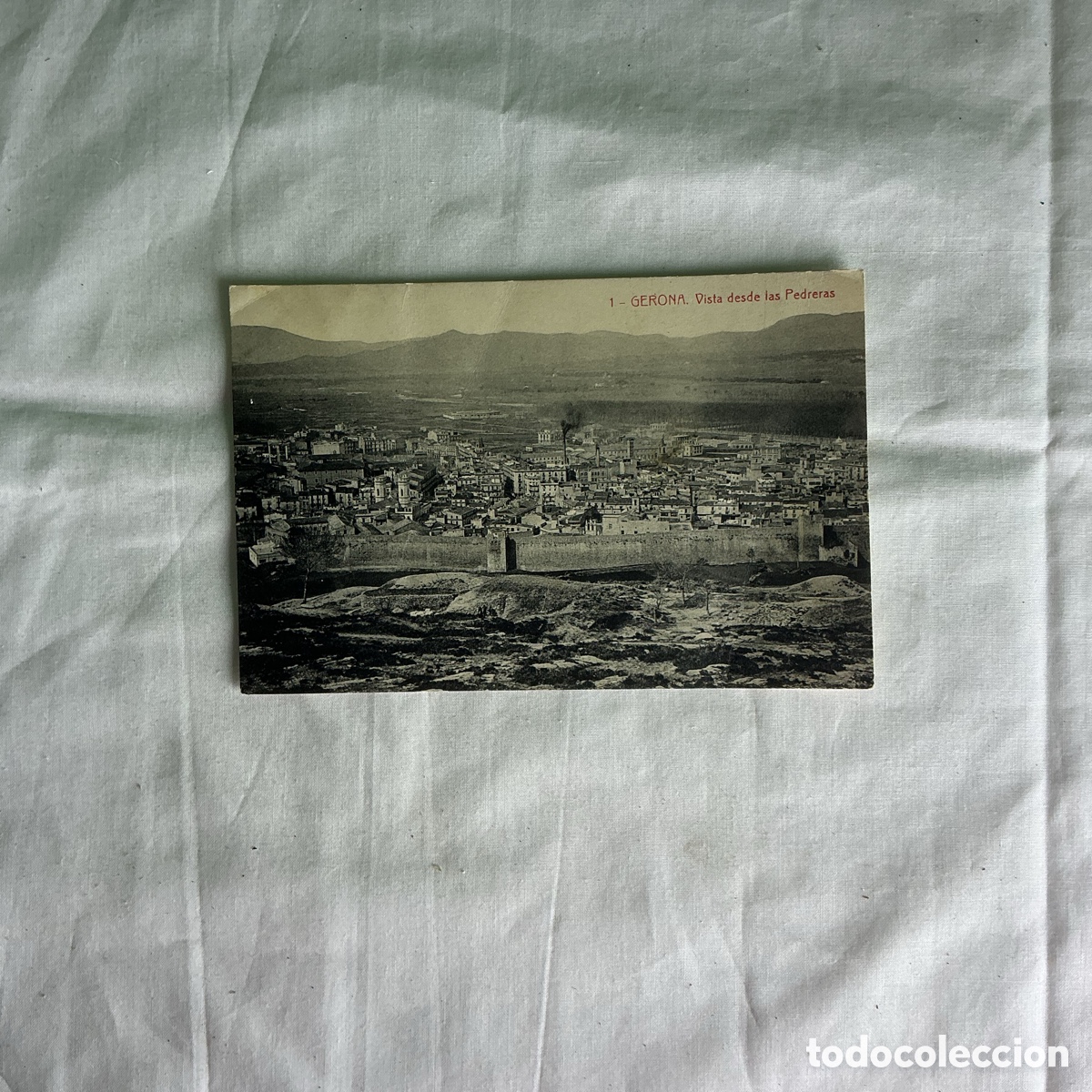 Postales: Postal Gerona Vista desde las Pedreras Blanco y negro Original de la &eacute;poca 1910-1920