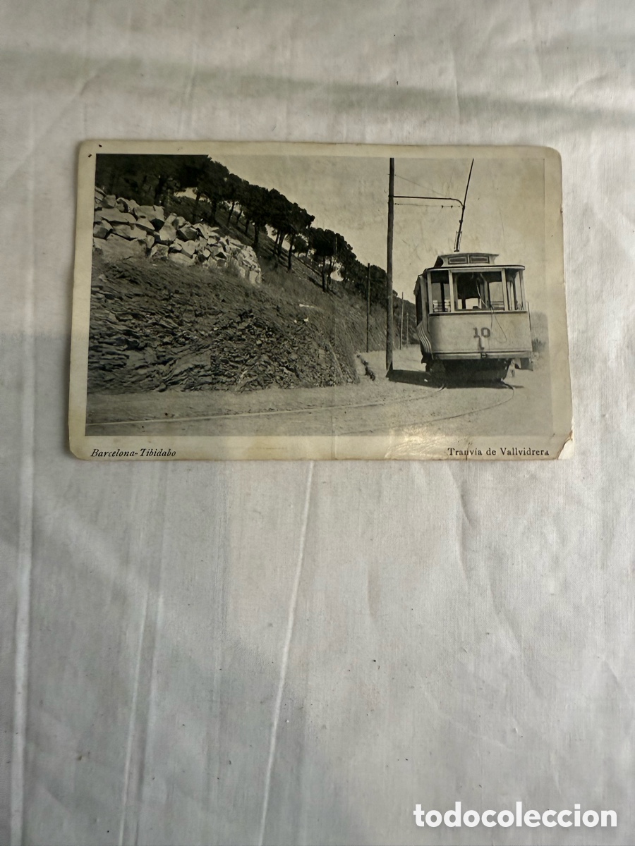 Postales: Postal Barcelona Tibidabo Tranv&iacute;a de Vallvidrera Blanco y negro Original de la &eacute;poca Circulada 1909