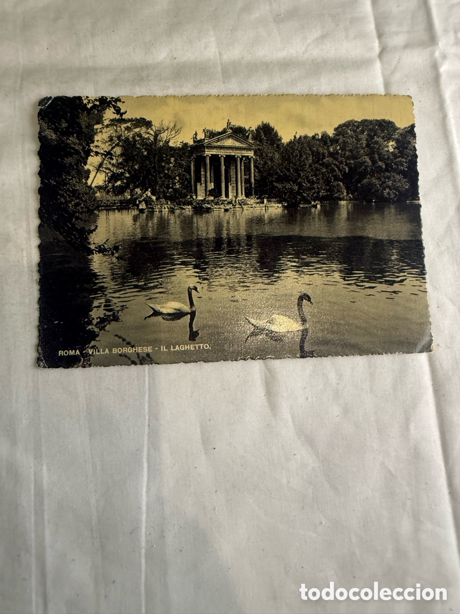Postales: Postal Roma Villa Borghese Il Laghetto Blanco y negro Original de la &eacute;poca