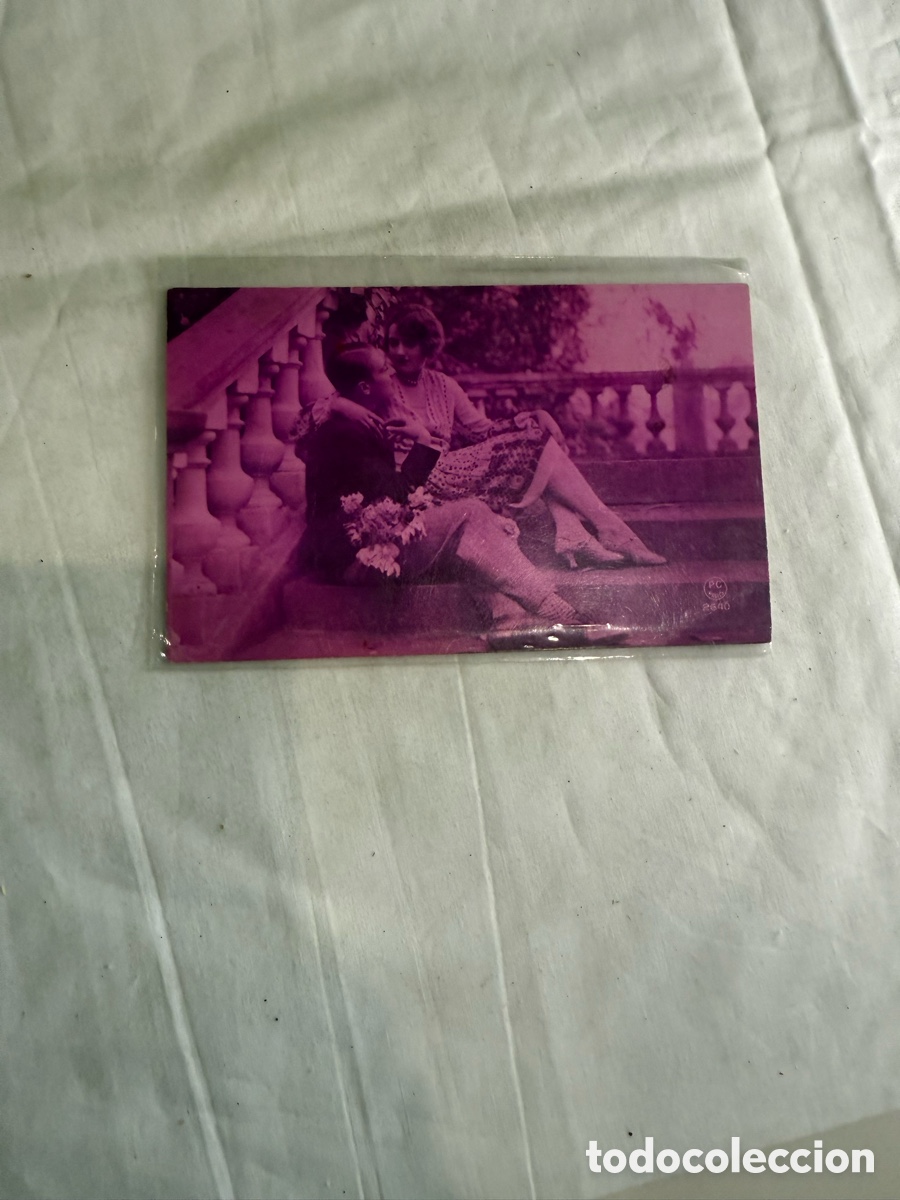 Postales: Postal Rom&aacute;ntica Pareja Enamorados Violeta Original 1928
