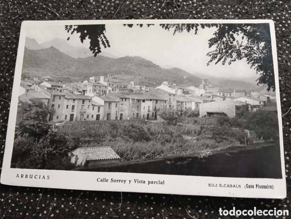 Postales: Postal fotograf&iacute;ca de Arbucias, Gerona calle Sorroy y Vista Parcial ed. E. Casals