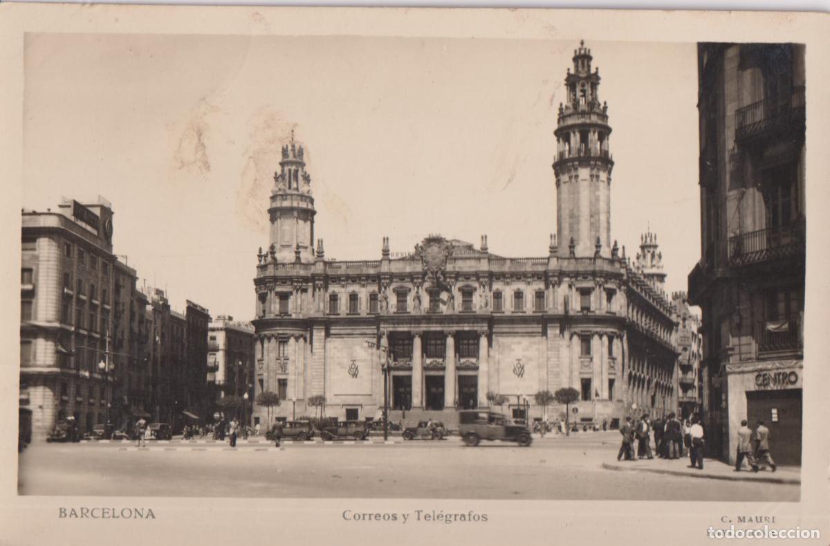 Postales: BARCELONA, CORREO Y TEL&Eacute;GRAFOS &ndash; C.MAURI &ndash; ESCRITA 1961