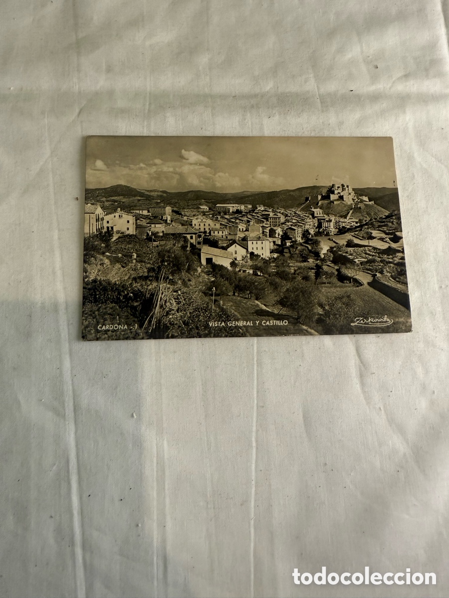 Postales: Postal Cardona Vista General y Castillo Blanco y negro Original de la &eacute;poca Circulada