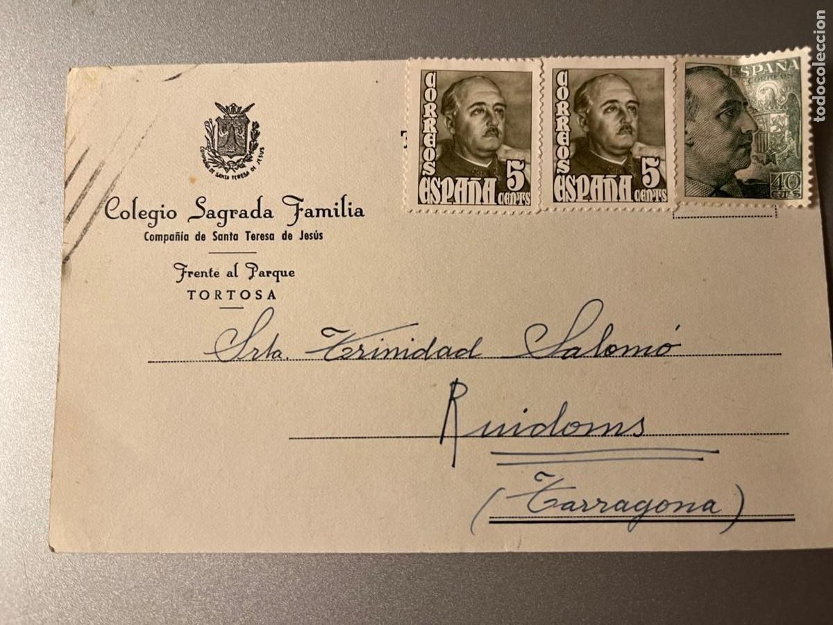 Postales: postal Colegio Sagrada Familia Tortosa Tarragona escrita enviada a Riudoms