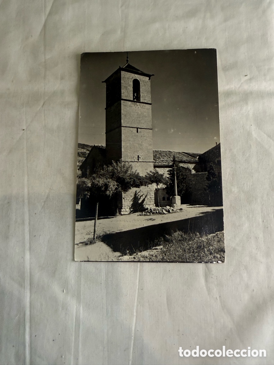 Postales: Postal Vallfogona de Riucorb Iglesia y Plaza blanco y negro original de la &eacute;poca 1984