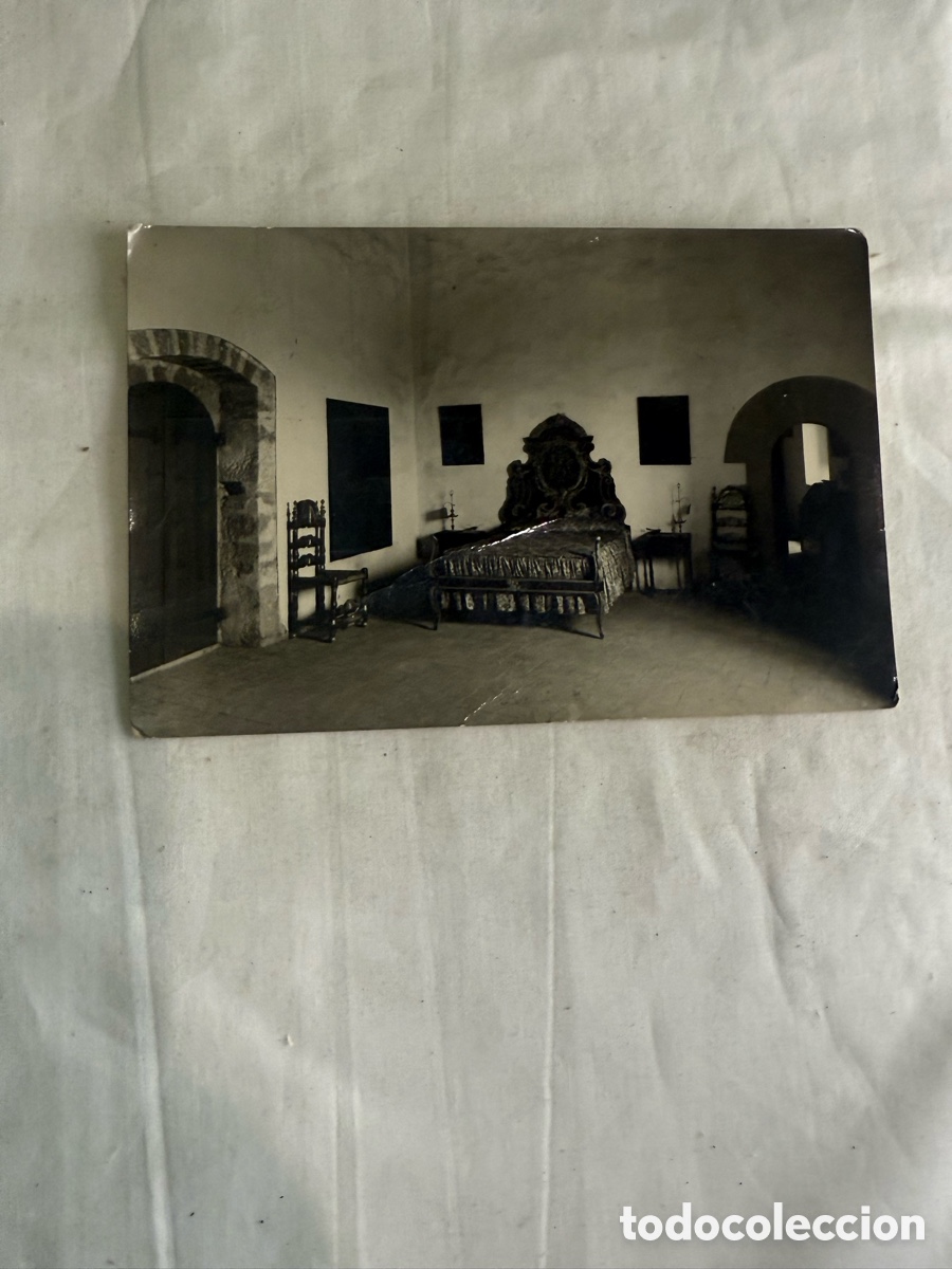 Postales: Postal Castillo de Balsareny Dormitorio blanco y negro original de la &eacute;poca