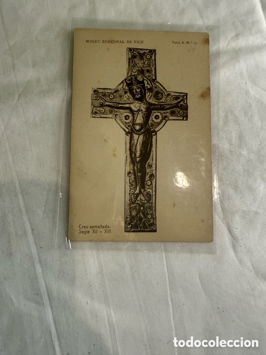 Postales: Postal Museo Episcopal de Vich &ndash; Cruz Esmaltada Siglos XII-XIII &ndash; Blanco y negro