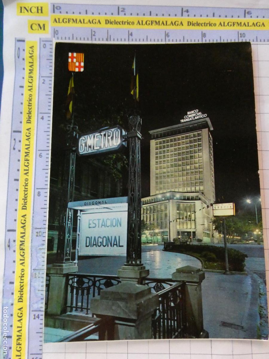 Postales: POSTAL DE BARCELONA. A&Ntilde;O 1961. PARADA ESTACI&Oacute;N METRO AVENIDA DIAGONAL. CRUCE PASEO GRACIA. 2571