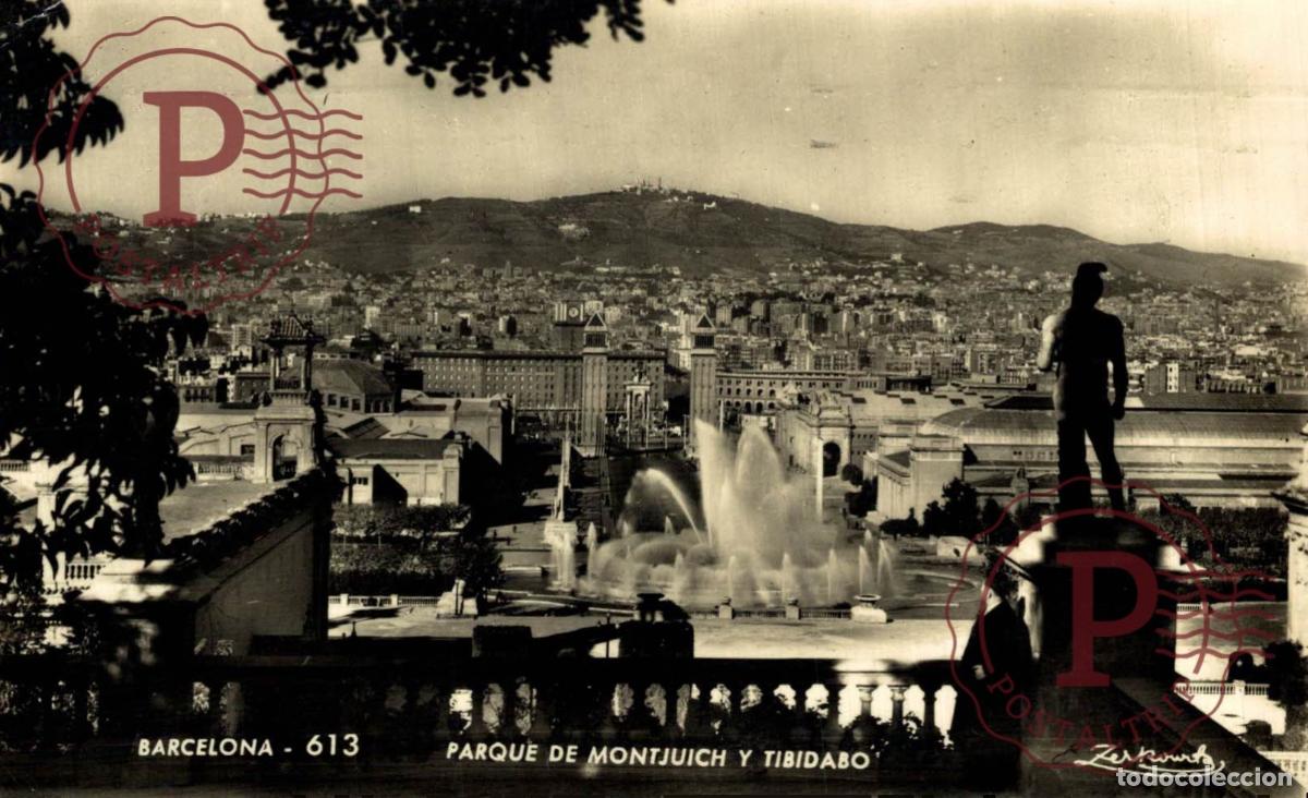 Postales: BARCELONA. Parque De Montjuich Y Tibidabo. CATALU&Ntilde;A - ESPA&Ntilde;A. Postal Fotogr&aacute;fica. R.P.P.C.