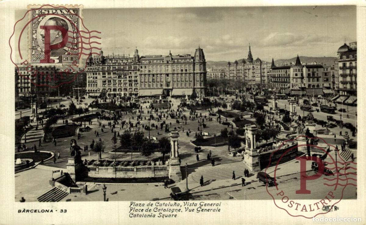 Postales: BARCELONA. Plaza De Catalu&ntilde;a - Vista General. CATALU&Ntilde;A - ESPA&Ntilde;A.