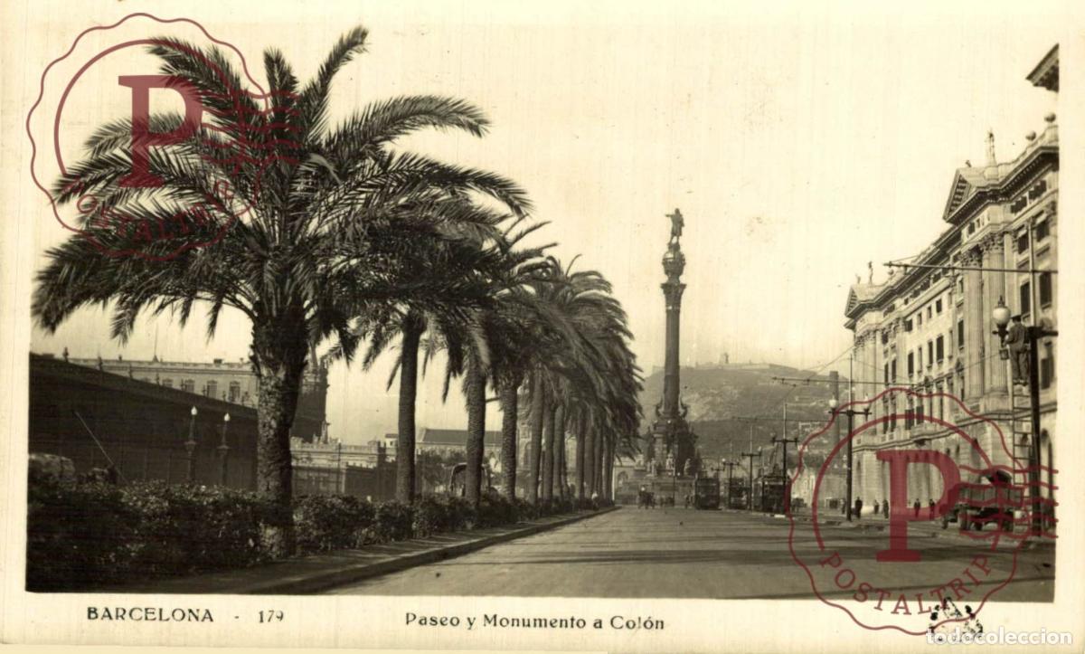 Postales: BARCELONA. Paseo Y Monumento A Col&oacute;n. CATALU&Ntilde;A - ESPA&Ntilde;A. Postal Fotogr&aacute;fica. R.P.P.C