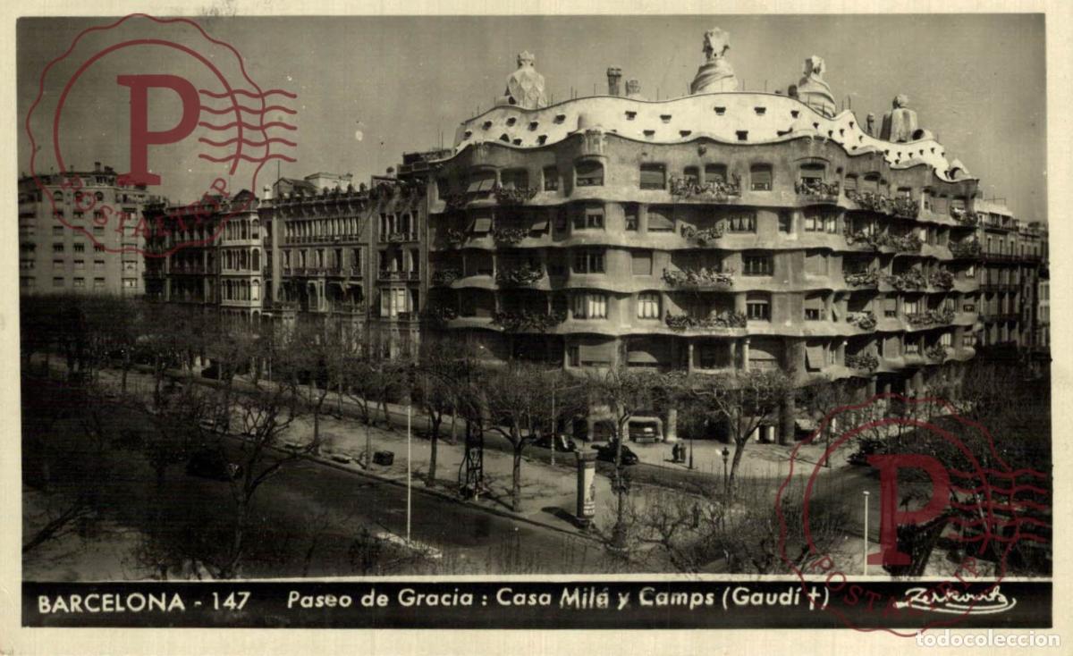 Postales: BARCELONA. Paseo De Gracia - Casa Mil&aacute; Y Camps. CATALU&Ntilde;A - ESPA&Ntilde;A. Postal Fotogr&aacute;fica. R.P.P.C