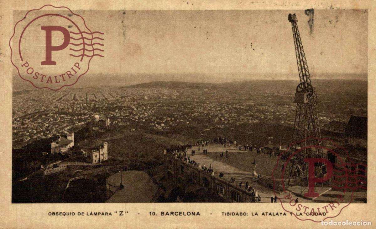 Postales: BARCELONA. Tibidabo - La Atalaya y La Ciudad. CATALU&Ntilde;A - ESPA&Ntilde;A.