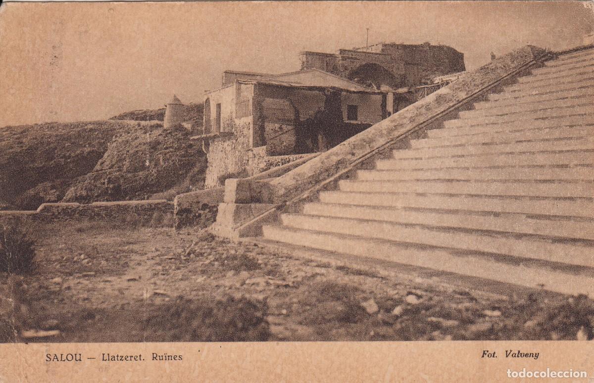 Postales: POSTAL DE SALOU - LLATZARET RUINES- FOT VALVENY - ESCRITA Y CIRCULADA DESDE REUS A USA - 1929