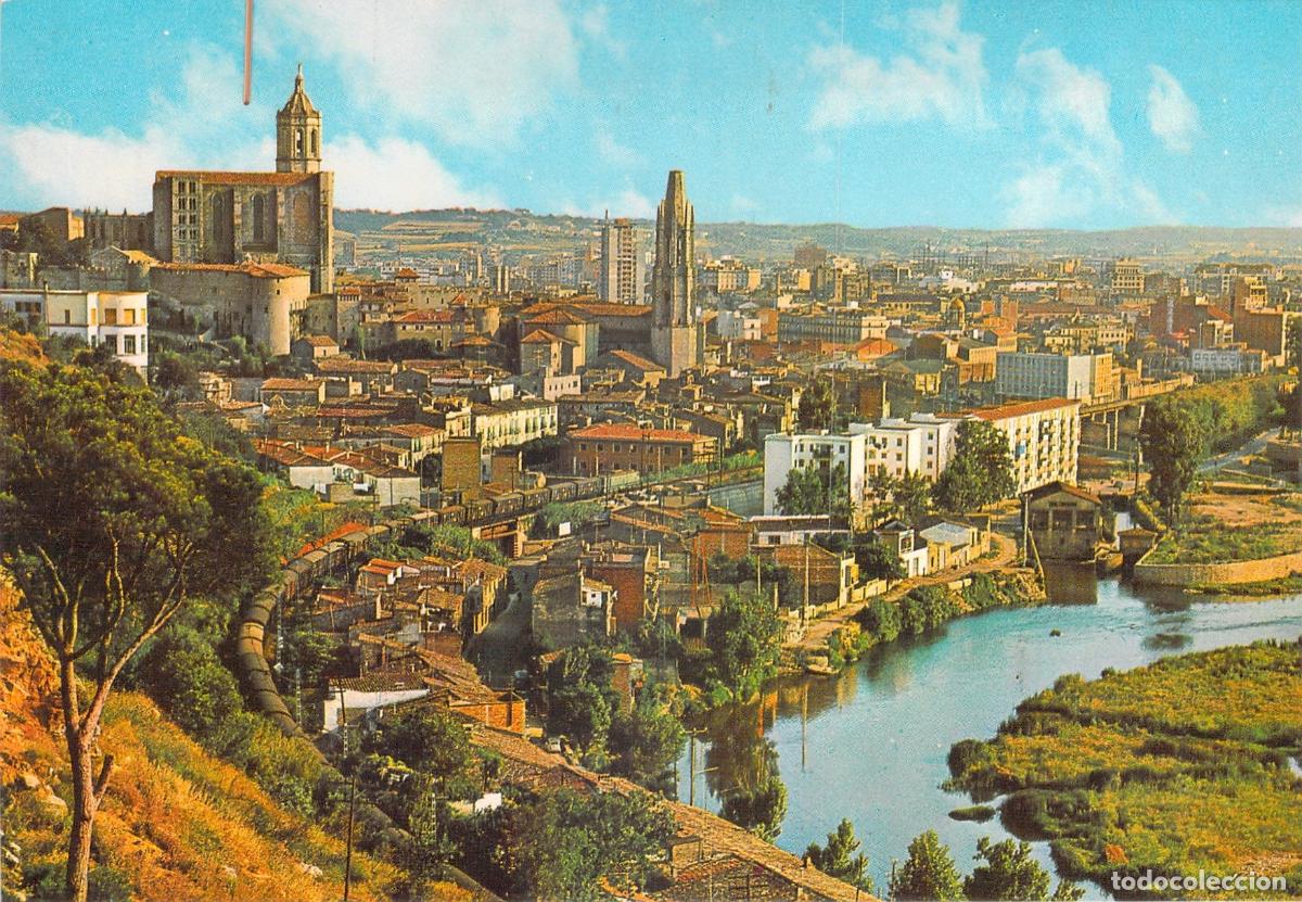 Postales: Postal de Girona vista general con Catedral y San Feliu
