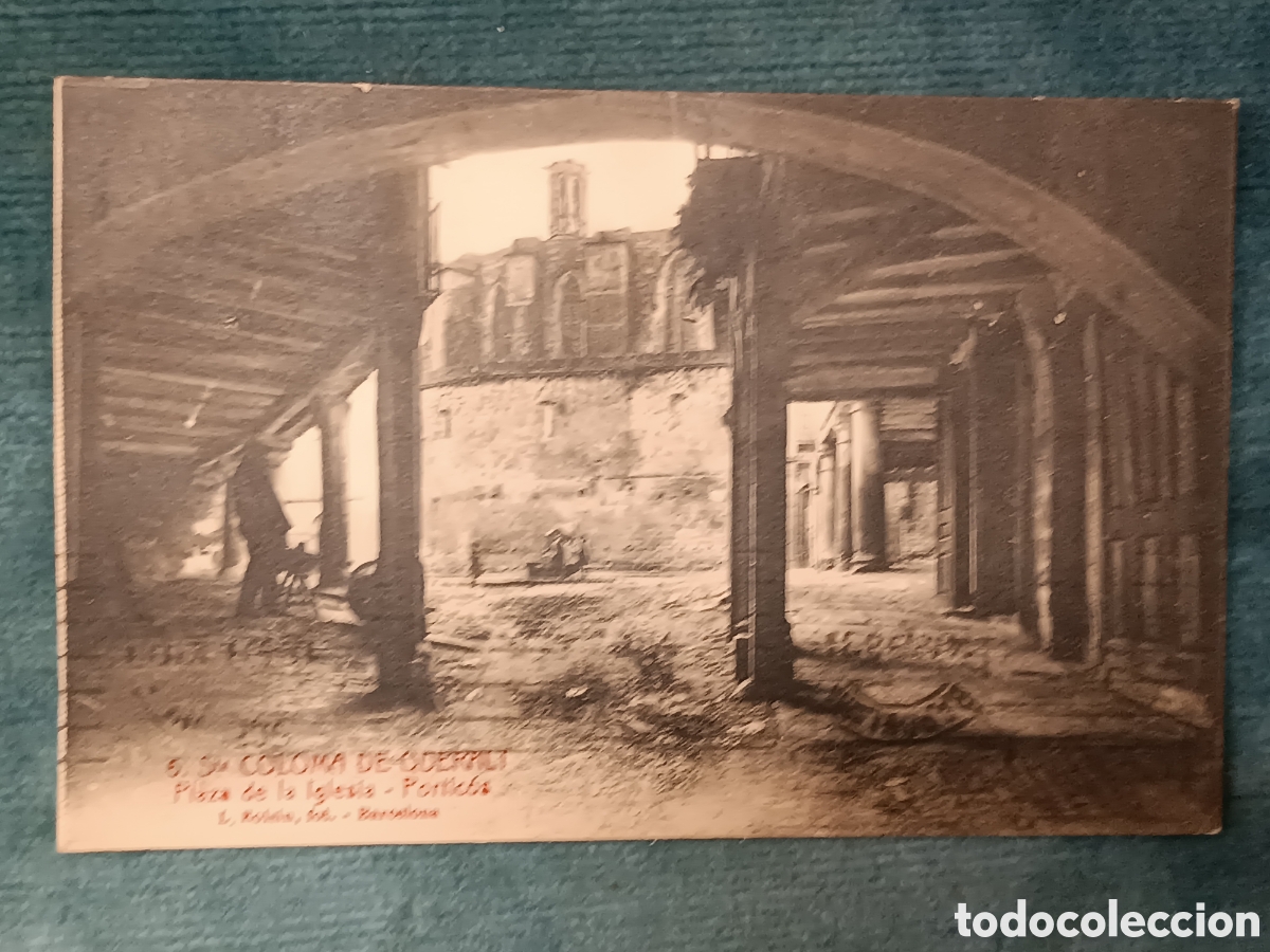 Postales: 6 Sta. COLOMA DE QUERALT. Plaza de la Iglesia. Portic&oacute;s