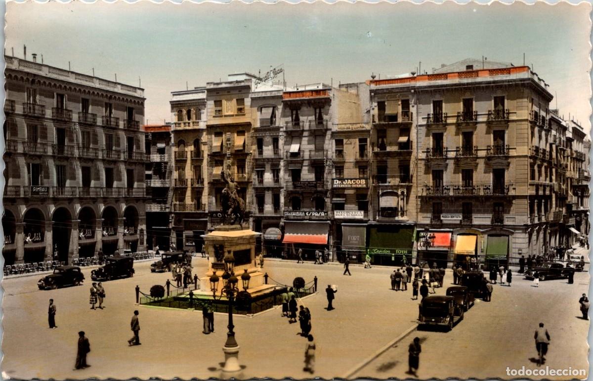 Postales: Reus - Plaza de Prim - Garc&iacute;a Garrabella 1 - Coloreada - 139x90mm