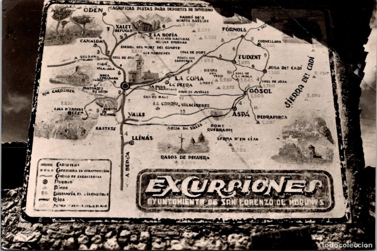Postales: San Lorenzo de Morunys - Mapa Comarcal - Excursiones Ayuntamiento - Foto Hnos. Bajona - 151x100mm