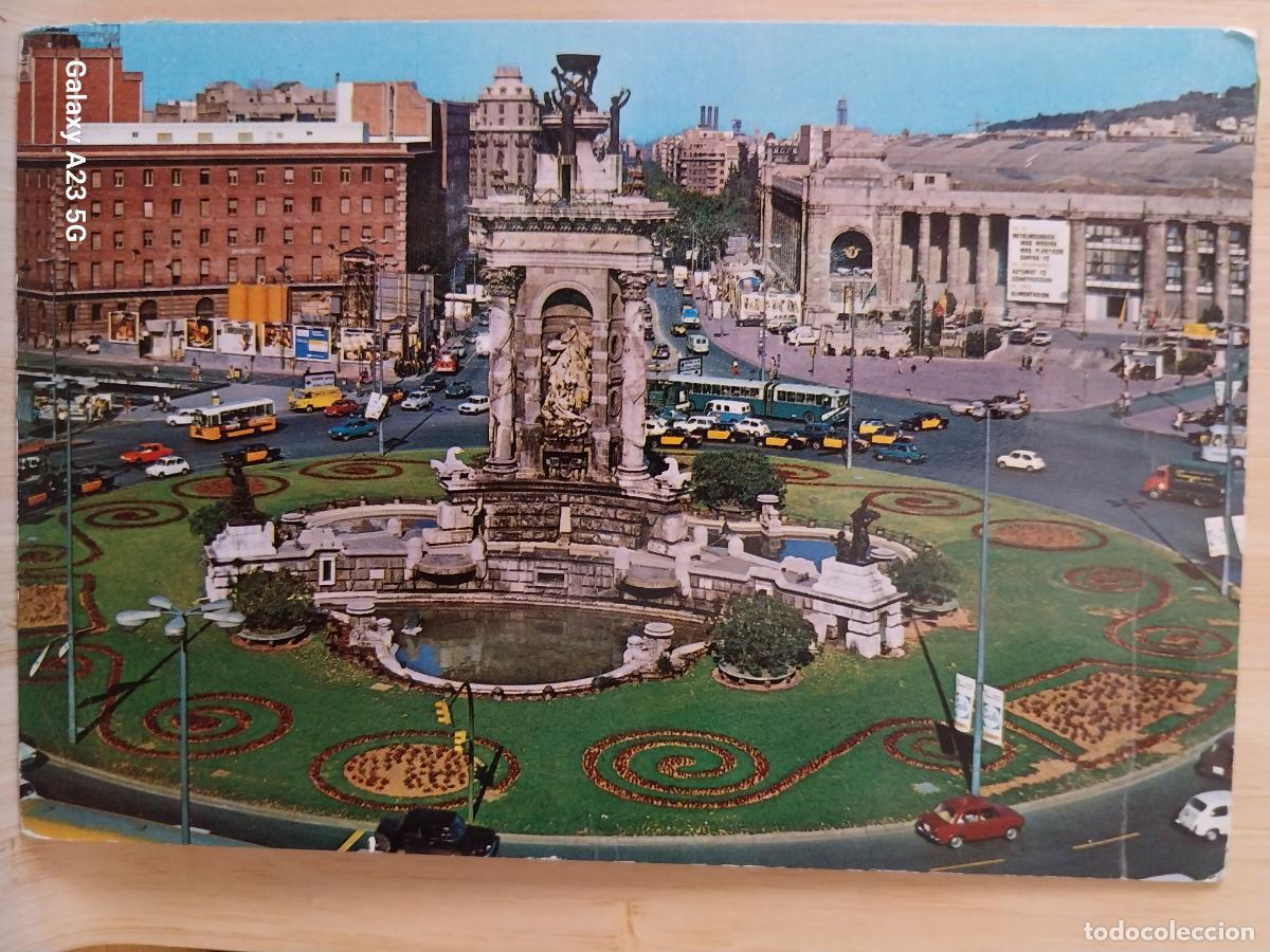Postales: PLAZA ESPA&Ntilde;A BARCELONA POSTAL DESPEGADA ANIMADA