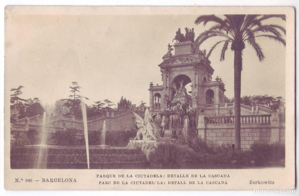 Postales: Barcelona: Parque de la Ciutadela: Detalle de la Cascada. Zerkowitz. Circulada (A&ntilde;os 30)