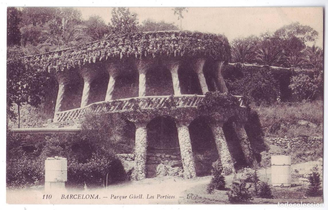 Postales: Barcelona: Parque G&uuml;ell. Los P&oacute;rticos. Levi Fils et Cie L.L. No circulada (A&ntilde;os 10)