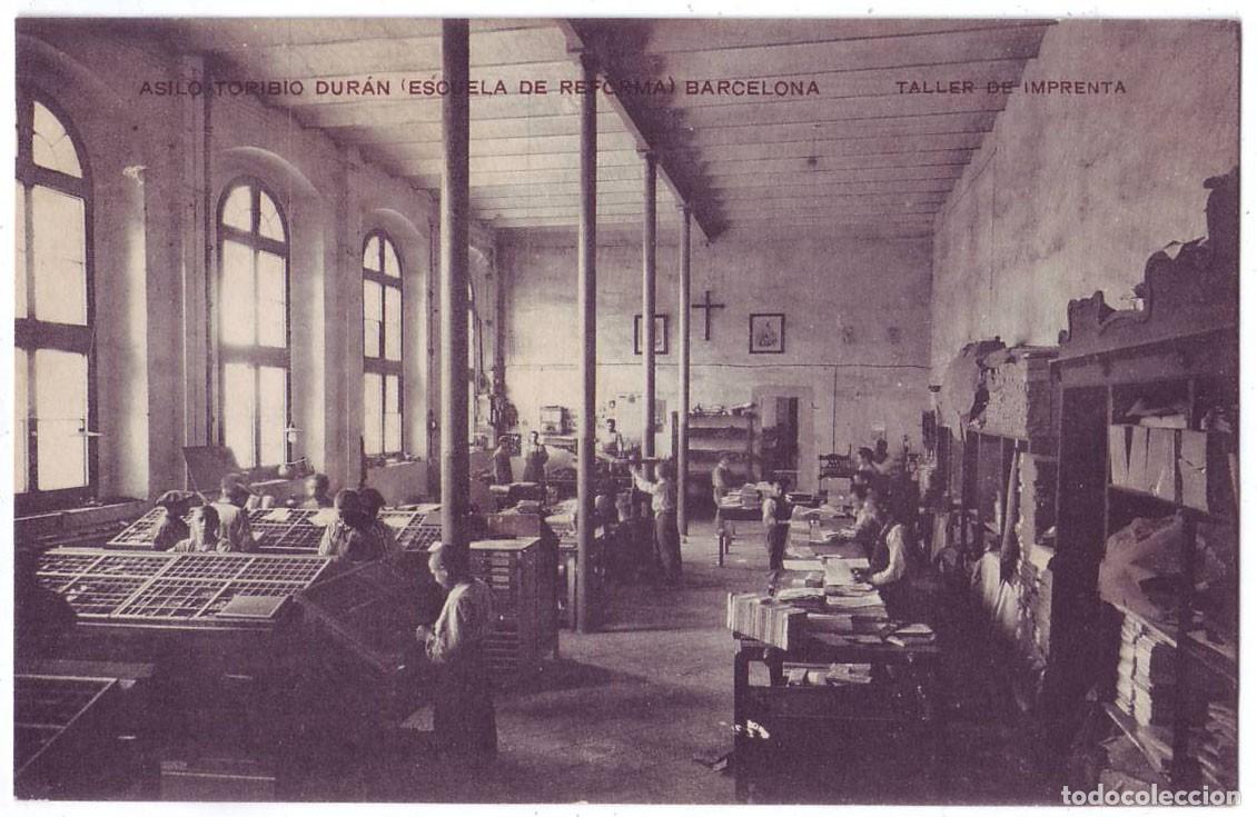 Postales: Barcelona: Asilo Toribio Dur&aacute;n (Escuela de Reforma). Taller de Imprenta. Miss&eacute;. Circulada (A&ntilde;os 10)