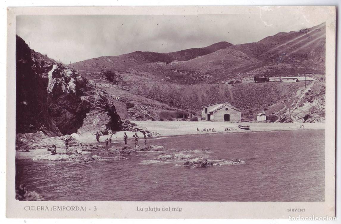 Postales: Colera / Culera (Gerona): La platja del mig. Sirvent. No circulada (A&ntilde;os 20-30)