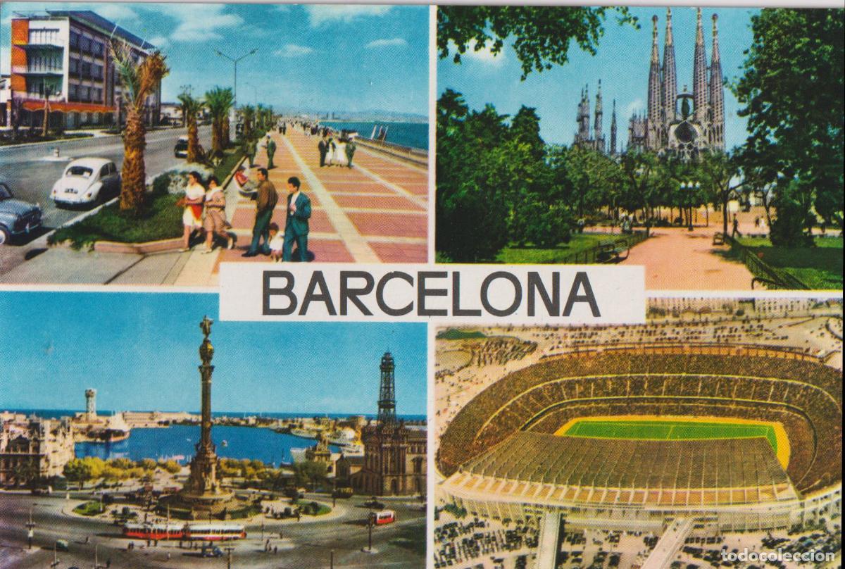 Postales: BARCELONA, VARIAS VISTAS DE LA CIUDAD - ED.RAKER 25 - ESCRITA 1963