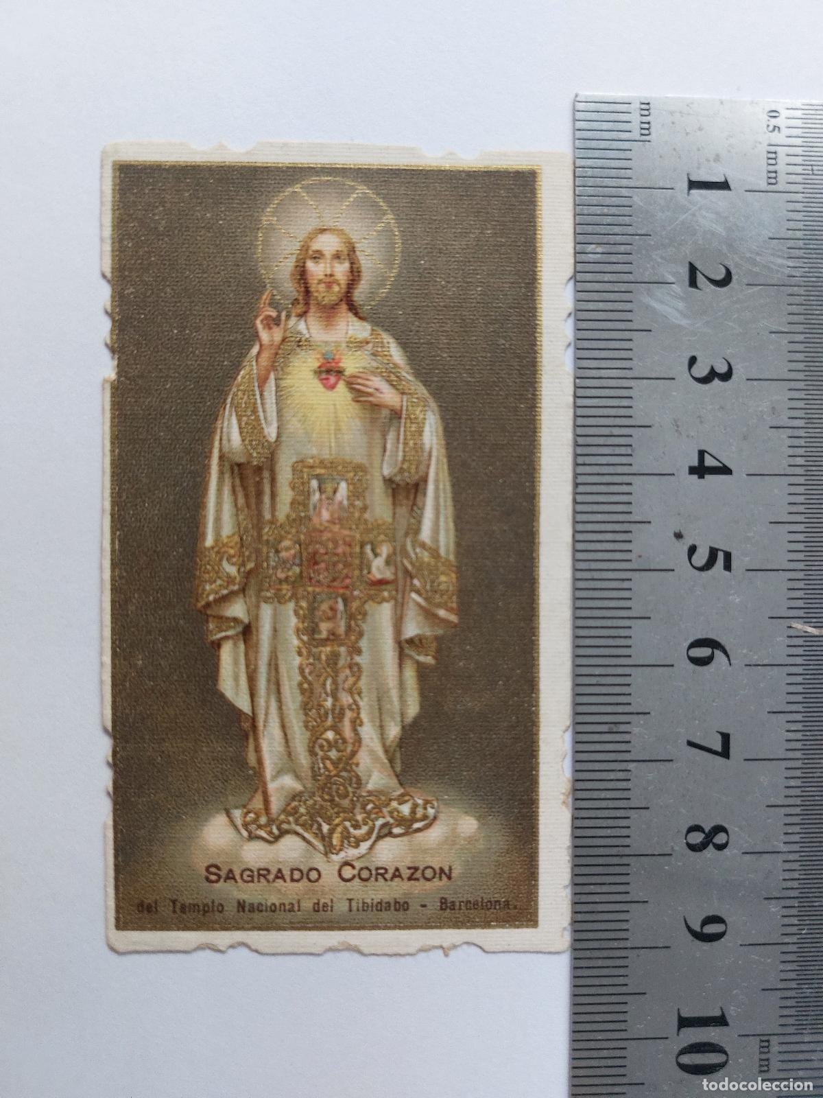 Postales: Estampa del Sagrado Coraz&oacute;n del Templo Nacional del Tibidabo en Barcelona