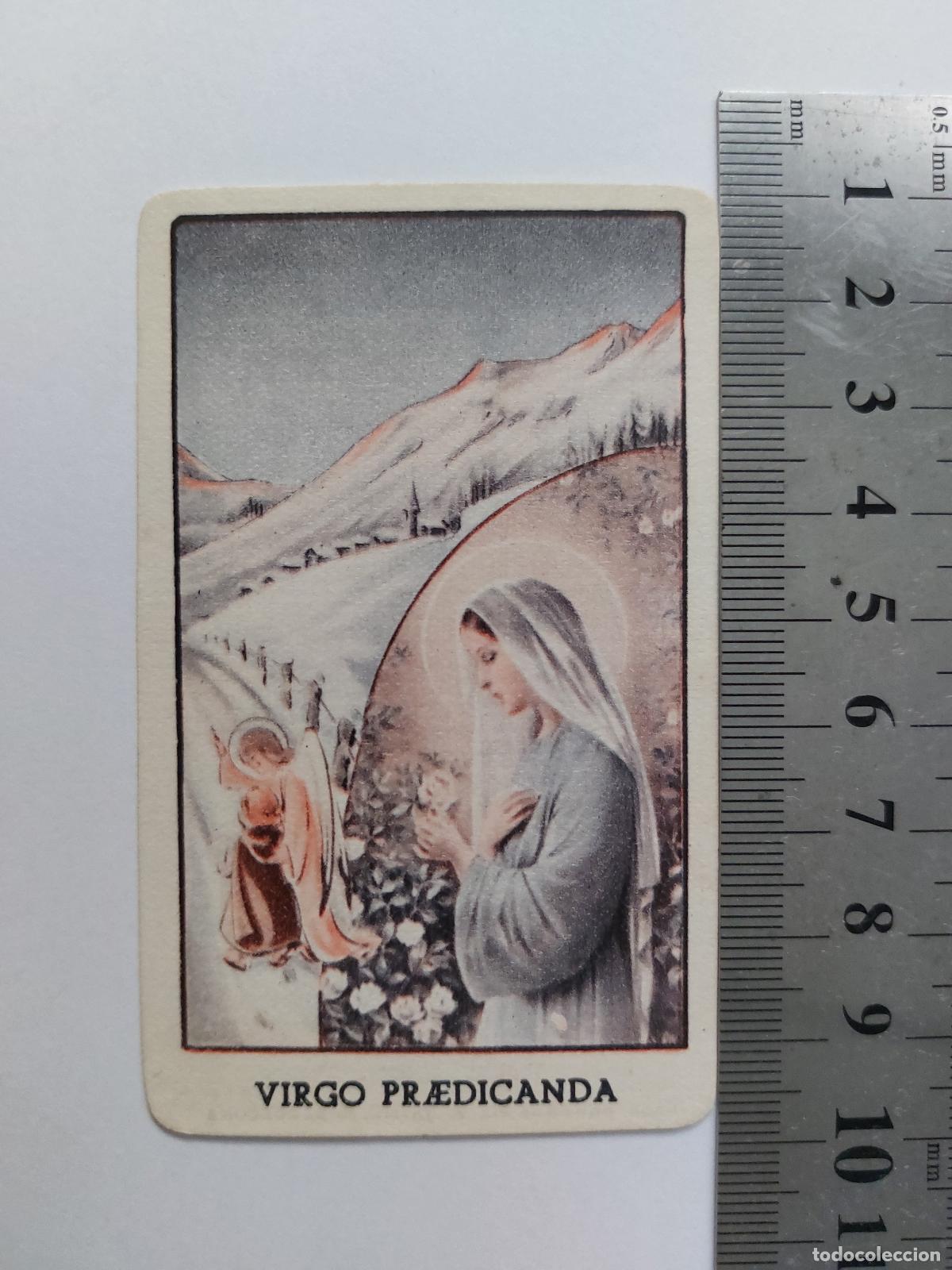 Postales: Estampa religiosa de la Virgen Mar&iacute;a con texto de imitaci&oacute;n