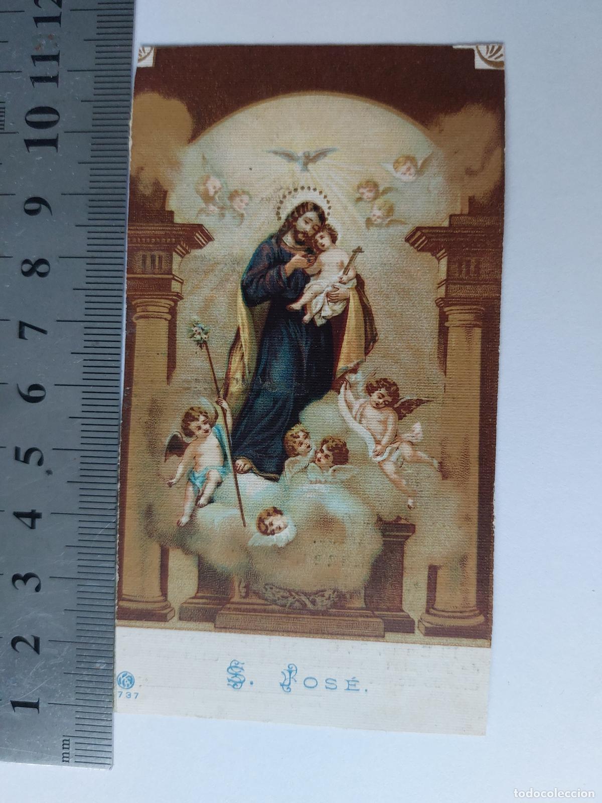 Postales: Estampa religiosa de San Jos&eacute; con informaci&oacute;n de misa en Tarragona